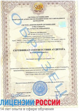 Образец сертификата соответствия аудитора №ST.RU.EXP.00006191-2 Красноуфимск Сертификат ISO 50001